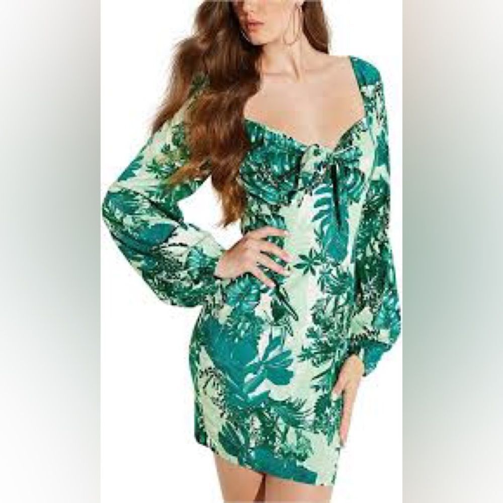 Guess Junglescape long sleeve mini dress - M